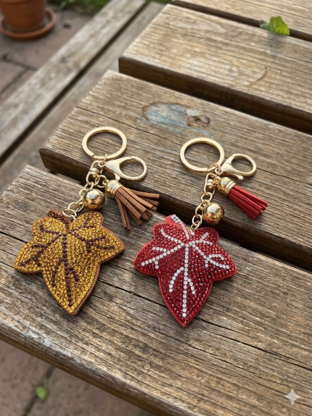 Fall leaves bag charms/ keychains! Set of two !!